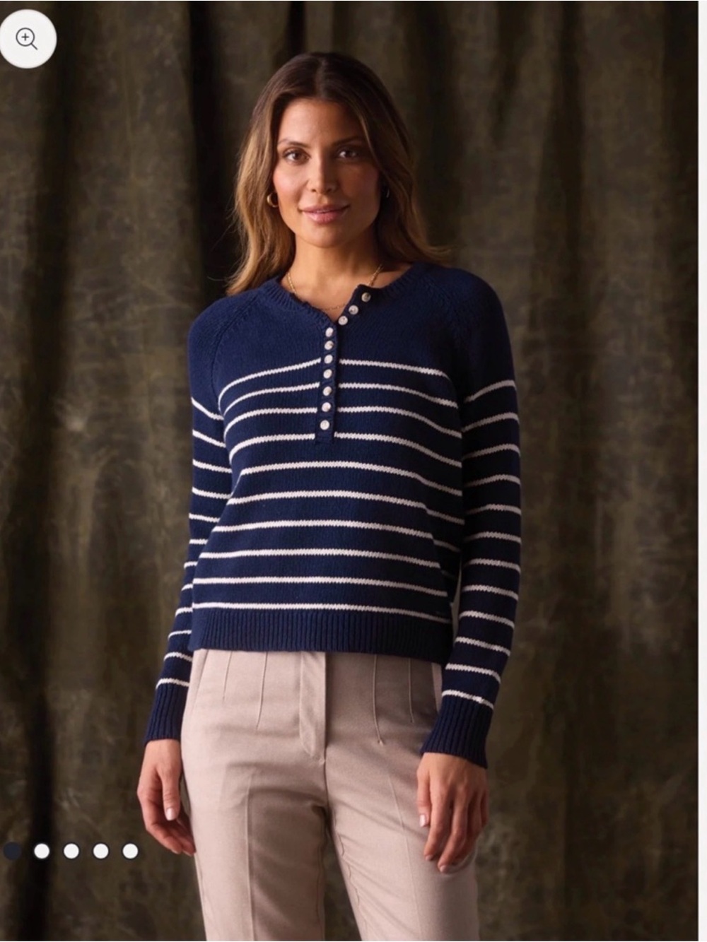 NWT Boutique Hem & Thread Striped Navy & Cream Pullover Sweater